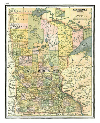 Minnesota - Johnson 1888 White Modern Wood Framed Art Print with Double Matting by Johnson