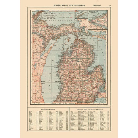 Michigan - Reynold 1921 Black Modern Wood Framed Art Print by Reynold