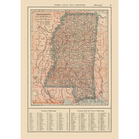 Mississippi - Reynold 1921 White Modern Wood Framed Art Print by Reynold