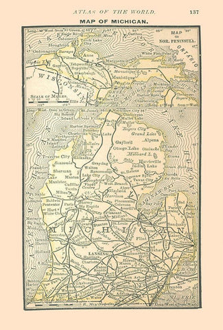 Michican - Alden 1886 White Modern Wood Framed Art Print with Double Matting by Alden