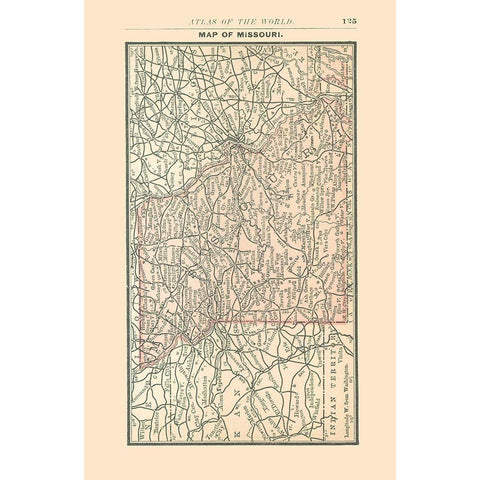 Missouri - Alden 1886 White Modern Wood Framed Art Print by Alden