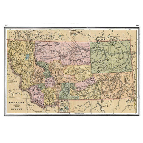 Montana - Johnson 1888 Black Modern Wood Framed Art Print with Double Matting by Johnson