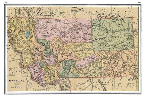 Montana - Johnson 1888 White Modern Wood Framed Art Print with Double Matting by Johnson