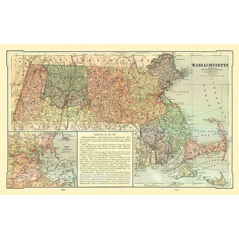 Massachusetts - United States - Monteith 1882 Gold Ornate Wood Framed Art Print with Double Matting by Monteith