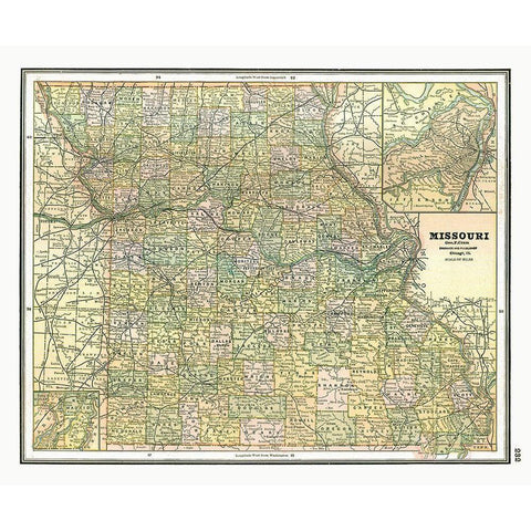 Missouri - Johnson 1888 Black Modern Wood Framed Art Print with Double Matting by Johnson