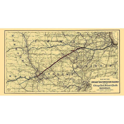 Chicago and Southwestern Railway - Colton 1869 White Modern Wood Framed Art Print by Colton