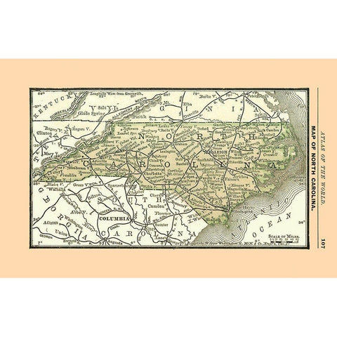 North Carolina - Alden 1886 Black Modern Wood Framed Art Print by Alden