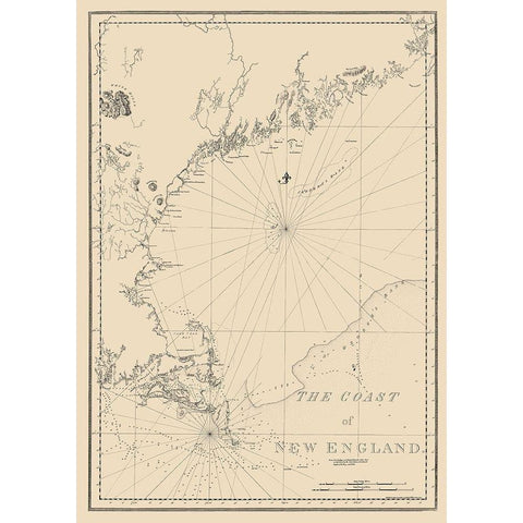 New England Coast - Des Barres 1776 White Modern Wood Framed Art Print by Des Barres