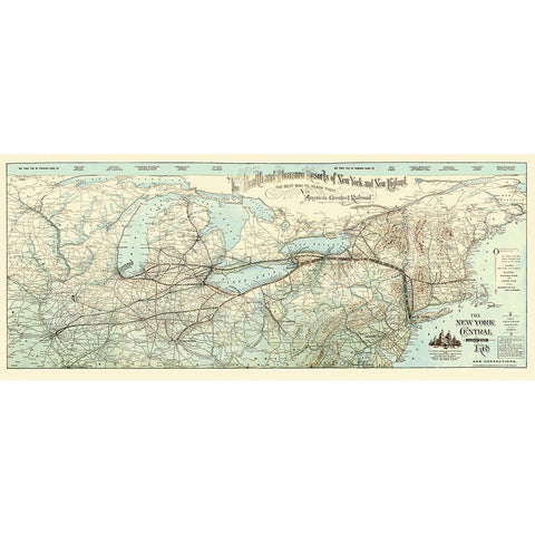 New York Central and Hudson River Railroad 1893 Gold Ornate Wood Framed Art Print with Double Matting by Matthews