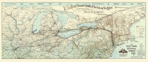 New York Central and Hudson River Railroad 1893 White Modern Wood Framed Art Print with Double Matting by Matthews