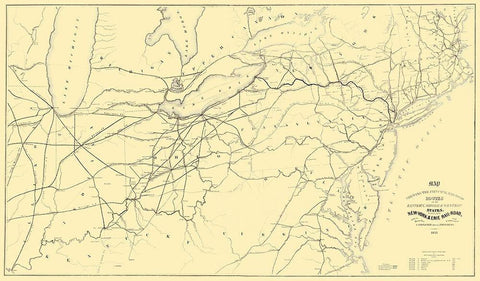New York and Erie Railroad - 1853 Black Ornate Wood Framed Art Print with Double Matting by Unknown