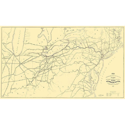 New York and Erie Railroad - 1853 Black Modern Wood Framed Art Print with Double Matting by Unknown