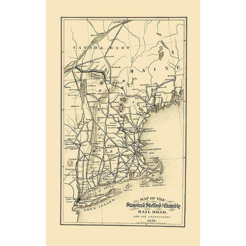 Stanstead, Shefford and Chambly Railroad 1858 Gold Ornate Wood Framed Art Print with Double Matting by Robertson