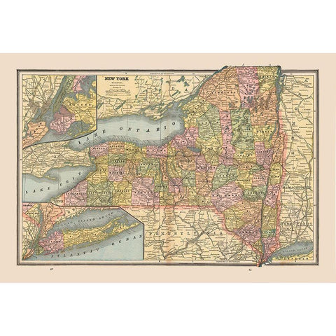 New York, United States - Cram 1888 Black Modern Wood Framed Art Print with Double Matting by Cram