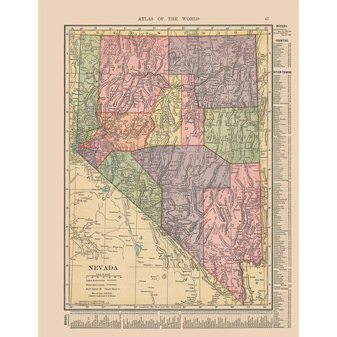 Nevada - Hammond 1910 Black Modern Wood Framed Art Print with Double Matting by Hammond