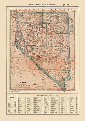 Nevada - Reynold 1921 White Modern Wood Framed Art Print with Double Matting by Reynold