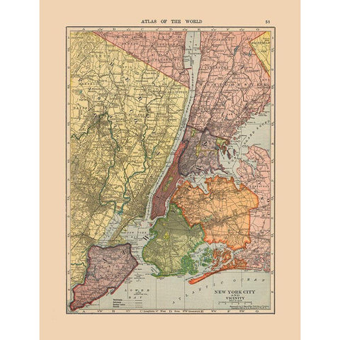 New York City  New York - Hammond 1910 Gold Ornate Wood Framed Art Print with Double Matting by Hammond