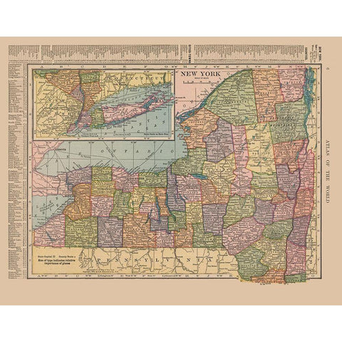 New York - Hammond 1910 Gold Ornate Wood Framed Art Print with Double Matting by Hammond