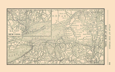 New York - Alden 1886 Black Ornate Wood Framed Art Print with Double Matting by Alden