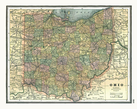 Ohio - Johnson 1888 White Modern Wood Framed Art Print with Double Matting by Johnson