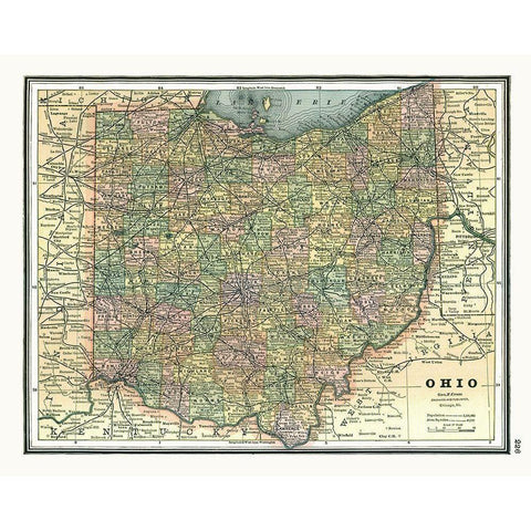 Ohio - Johnson 1888 White Modern Wood Framed Art Print by Johnson