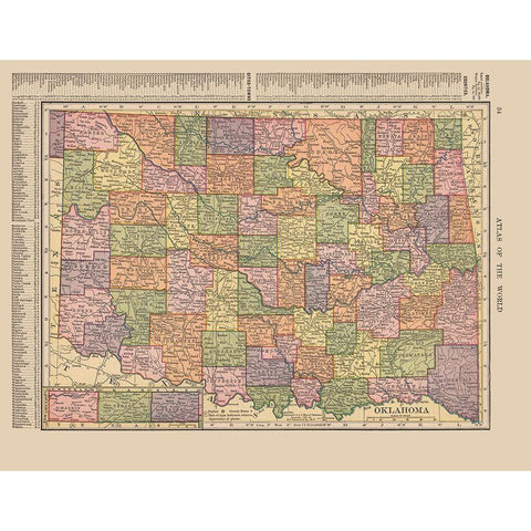 Oklahoma - Hammond 1910 Gold Ornate Wood Framed Art Print with Double Matting by Hammond