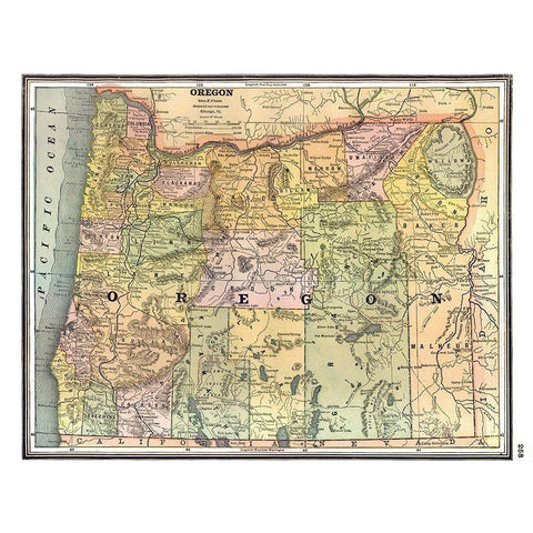 Oregon - Johnson 1888 White Modern Wood Framed Art Print by Johnson