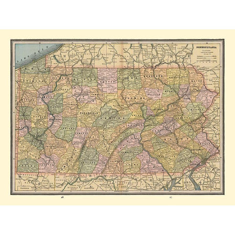 Pennsylvania - Cram 1888 White Modern Wood Framed Art Print by Cram