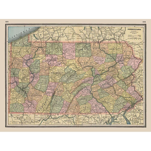 Pennsylvania - Johnson 1888 White Modern Wood Framed Art Print by Johnson