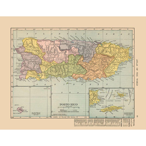 Central America Puerto Rico - Hammond 1910 Black Modern Wood Framed Art Print with Double Matting by Hammond