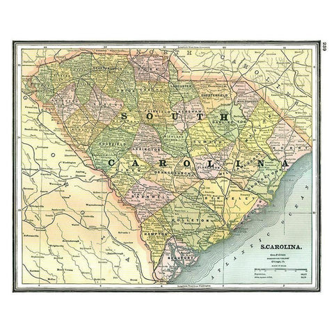 South Carolina - Johnson 1888 Gold Ornate Wood Framed Art Print with Double Matting by Johnson