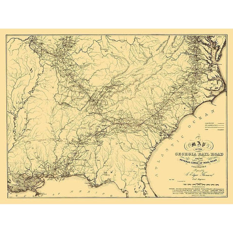 Georgia Railroad - Thompson 1839 Black Modern Wood Framed Art Print by Thompson