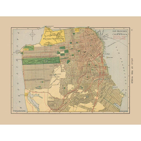 San Francisco California - Hammond 1910 Gold Ornate Wood Framed Art Print with Double Matting by Hammond