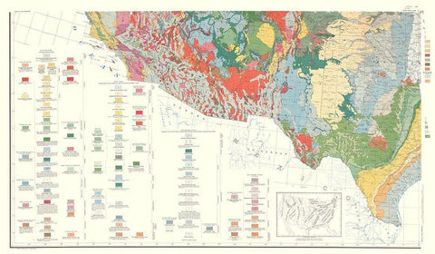 Southwest United States - USGS 1960 Black Ornate Wood Framed Art Print with Double Matting by USGS