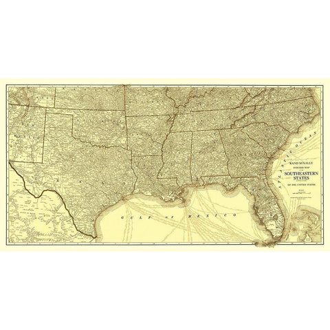 Southeastern States Roads - Rand McNally 1923 Gold Ornate Wood Framed Art Print with Double Matting by Rand McNally