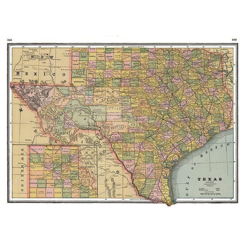 Texas - Johnson 1888 White Modern Wood Framed Art Print by Johnson