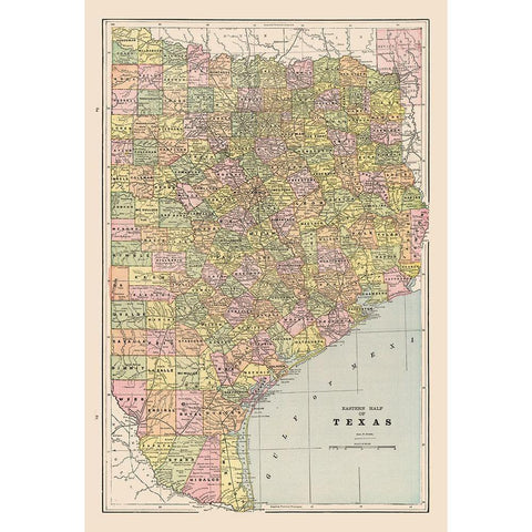 Eastern Texas - Cram 1892 White Modern Wood Framed Art Print by Cram