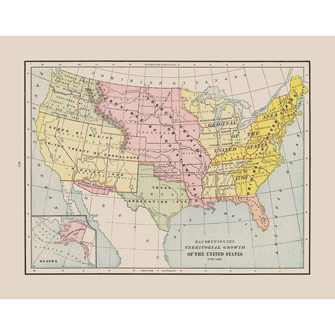 Territorial Growth - Cram 1892 White Modern Wood Framed Art Print by Cram