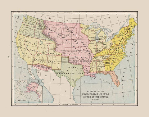 Territorial Growth - Cram 1892 White Modern Wood Framed Art Print with Double Matting by Cram