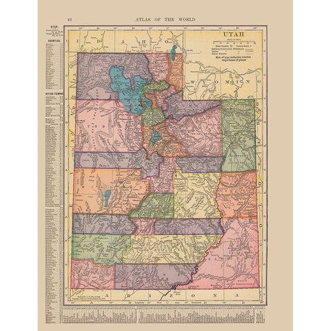 Utah - Hammond 1910 White Modern Wood Framed Art Print by Hammond