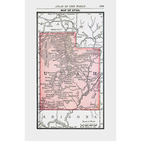 Utah - Alden 1886 Black Modern Wood Framed Art Print with Double Matting by Alden