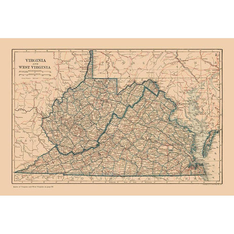 Virginia, West Virginia - Reynold 1921 White Modern Wood Framed Art Print by Reynolds