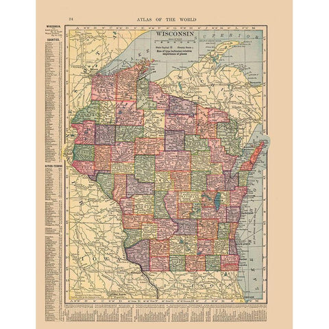 Wisconsin - Hammond 1910 Black Modern Wood Framed Art Print with Double Matting by Hammond