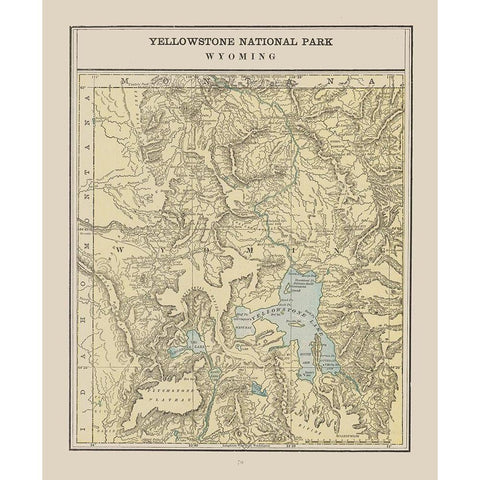 Yellowstone Park - Cram 1892 Gold Ornate Wood Framed Art Print with Double Matting by Cram