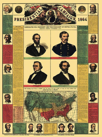 Presidential Campaign - Lloyd 1864 Black Ornate Wood Framed Art Print with Double Matting by Lloyd