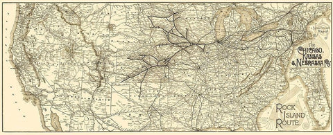 Chicago, Kansas and Nebraska Railroad 1888 Black Ornate Wood Framed Art Print with Double Matting by Matthews