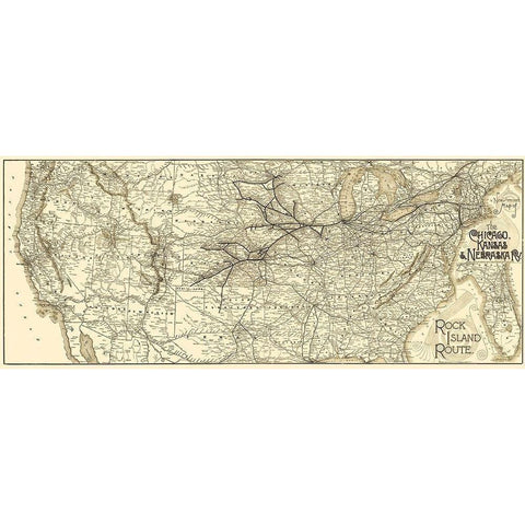 Chicago, Kansas and Nebraska Railroad 1888 Black Modern Wood Framed Art Print by Matthews
