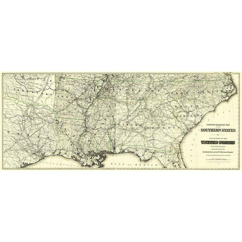 United States Southern Railroads - Colton 1883 White Modern Wood Framed Art Print by Colton