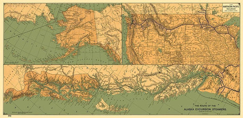Alaska Excursion Steamers, Northern Pacific 1891 White Modern Wood Framed Art Print with Double Matting by Poole