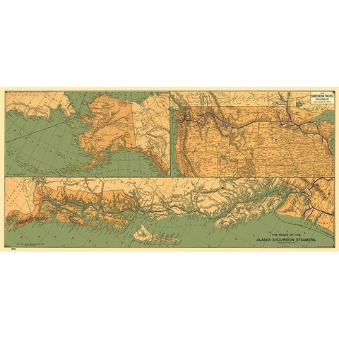 Alaska Excursion Steamers, Northern Pacific 1891 White Modern Wood Framed Art Print by Poole